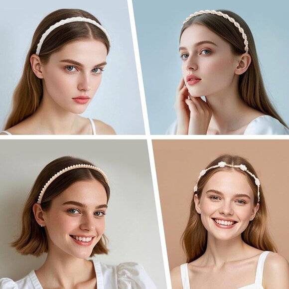 10Pcs Pearl Beaded Metal Headbands for Girls Women Elegant Hair Accessories main image 2